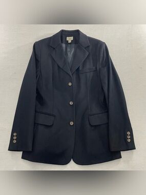 VTG LL Bean Women's 8R Wool Cashmere Black 3-Button Blazer Jacket 0 NK16